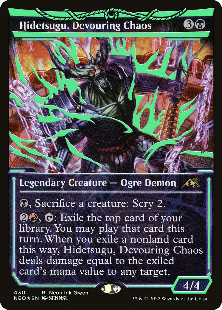 Hidetsugu, Devouring Chaos (Neon Green) (430) [Kamigawa: Neon Dynasty] foil - Deck Out Gaming