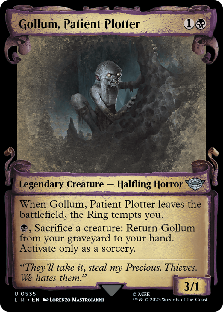 Gollum, Patient Plotter (Showcase Scrolls) (535) [The Lord of the Rings: Tales of Middle-earth] foil - Deck Out Gaming