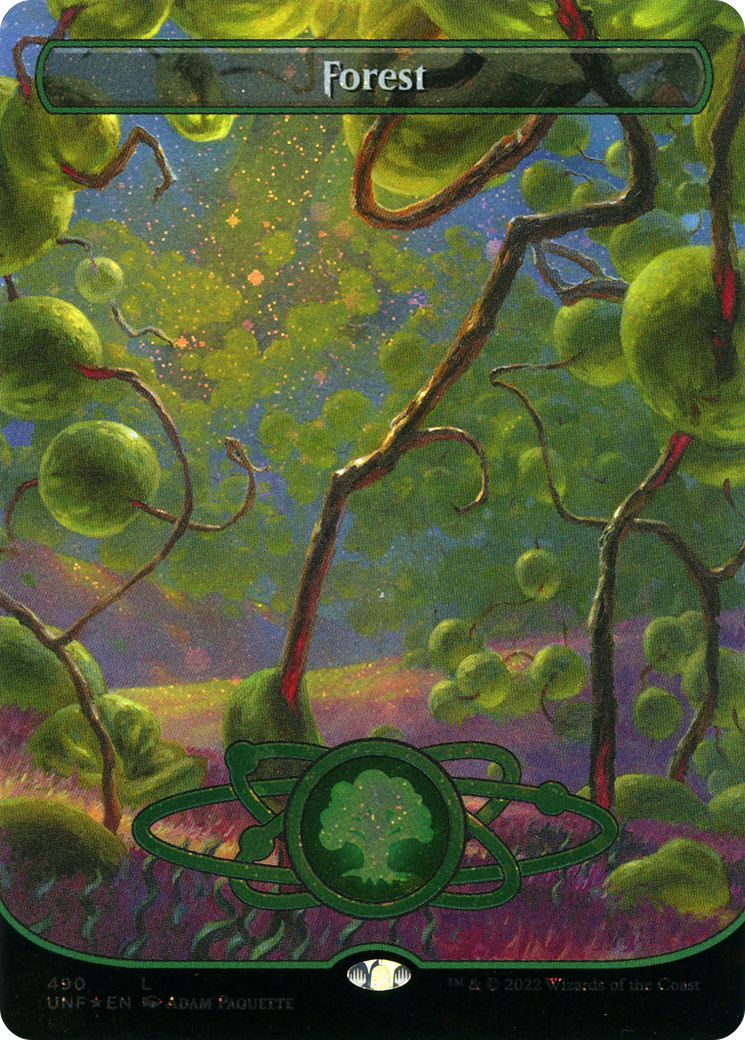 Forest (490) (Borderless) (Galaxy Foil) (490) [Unfinity] foil - Deck Out Gaming