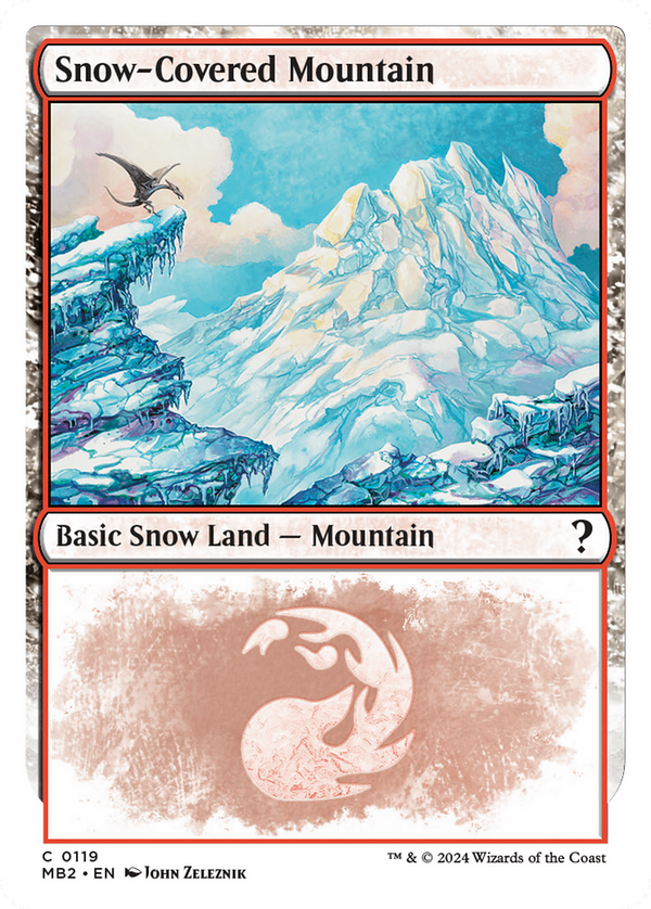 Snow-Covered Mountain (White Border) (119) [Mystery Booster 2] - Deck Out Gaming