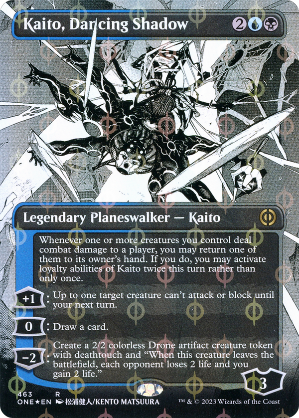Kaito, Dancing Shadow (Borderless) (Step-and-Compleat Foil) (463) [Phyrexia: All Will Be One] foil - Deck Out Gaming