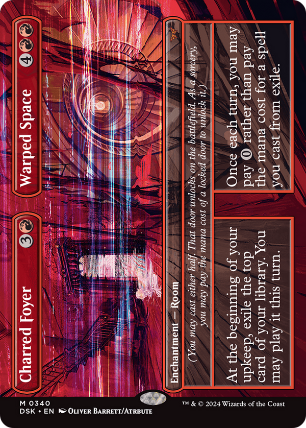 Charred Foyer // Warped Space (Borderless) (340) [Duskmourn: House of Horror] foil - Deck Out Gaming