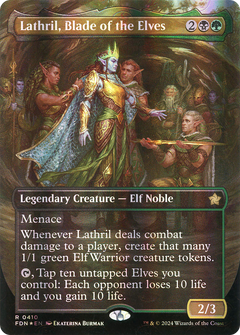 Lathril, Blade of the Elves (Borderless) (Mana Foil) (410) [Foundations] foil - Deck Out Gaming