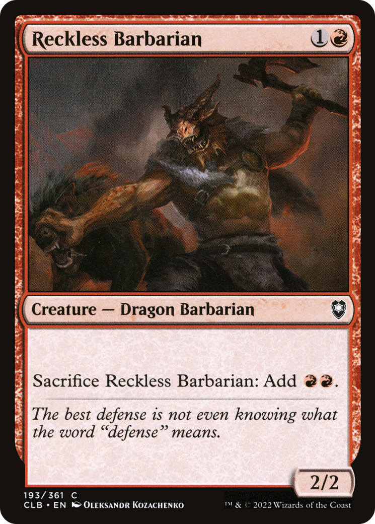 Reckless Barbarian (193) [Commander Legends: Battle for Baldur's Gate] - Deck Out Gaming