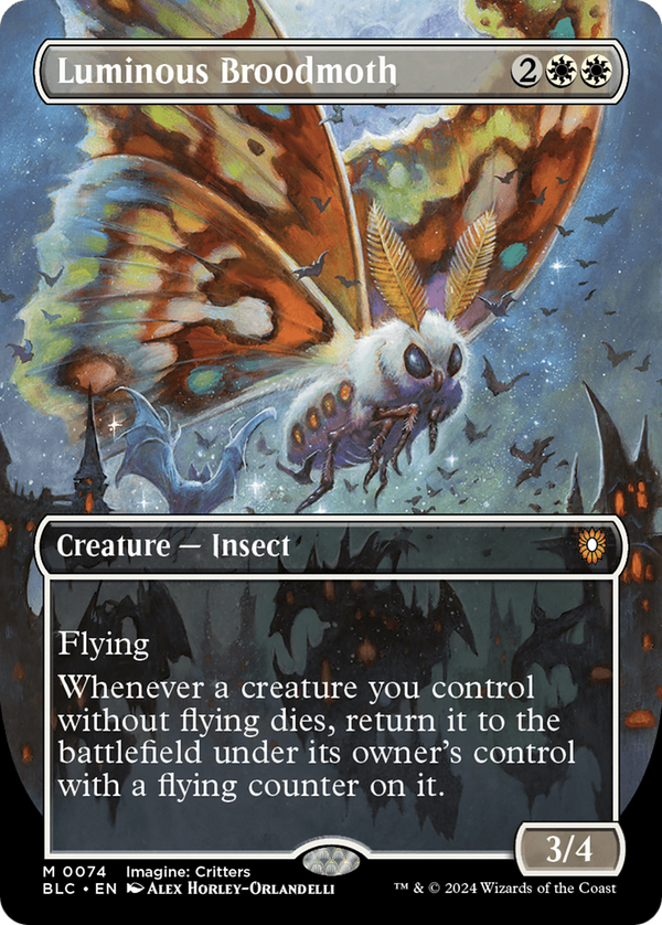Luminous Broodmoth (Borderless) (74) [Bloomburrow Commander] - Deck Out Gaming
