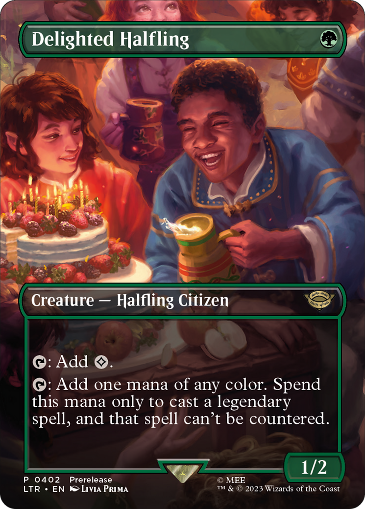 Delighted Halfling (Borderless) (402) [The Lord of the Rings: Tales of Middle-earth] - Deck Out Gaming