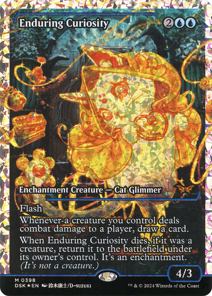 Enduring Curiosity (Showcase) (Fracture Foil) (398) [Duskmourn: House of Horror] foil - Deck Out Gaming