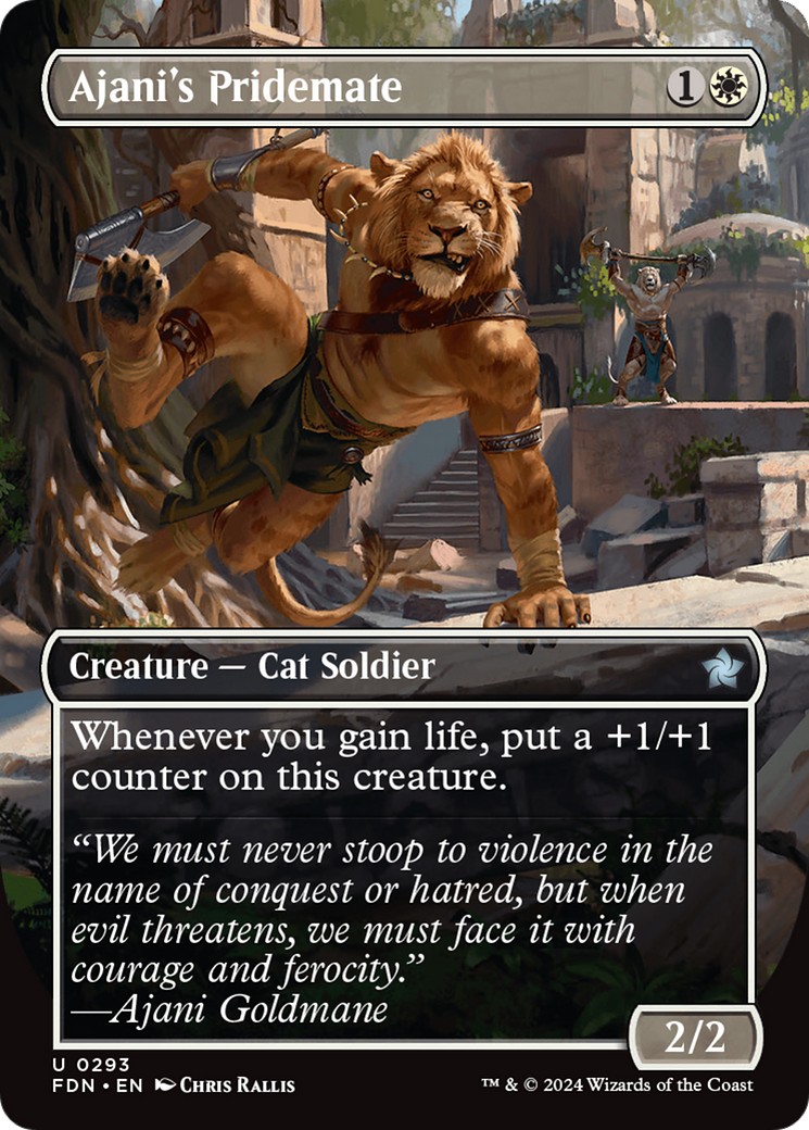 Ajani's Pridemate (Borderless) (293) [Foundations] foil - Deck Out Gaming