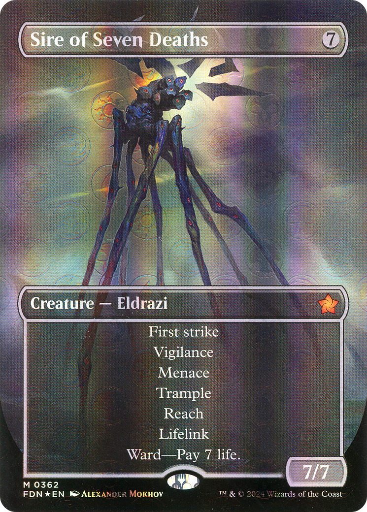 Sire of Seven Deaths (Borderless) (Mana Foil) (362) [Foundations] foil - Deck Out Gaming