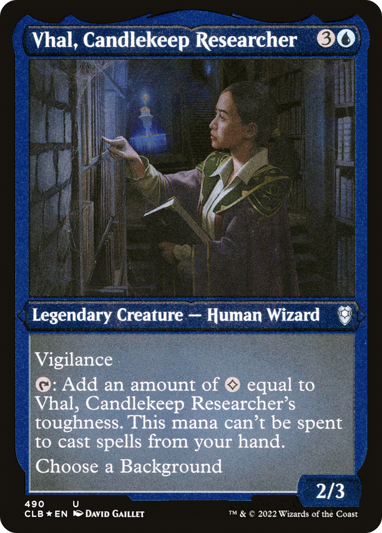 Vhal, Candlekeep Researcher (490) [Commander Legends: Battle for Baldur's Gate] etched - Deck Out Gaming