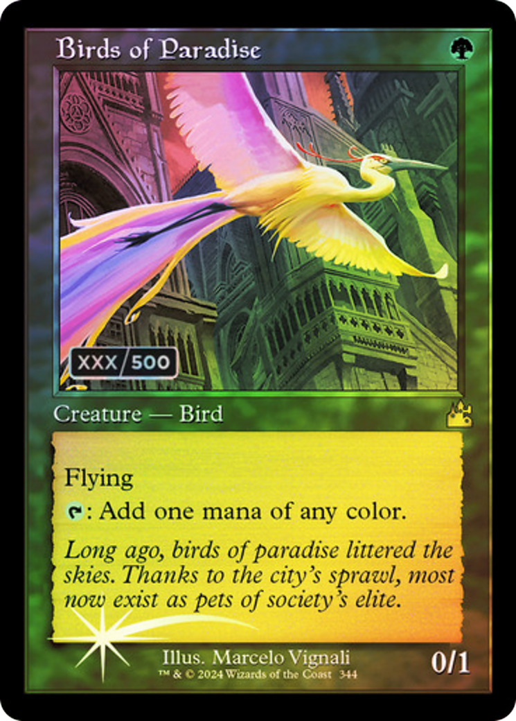 Birds of Paradise (Retro Frame) (Serial Numbered) (344) [Ravnica Remastered] foil - Deck Out Gaming