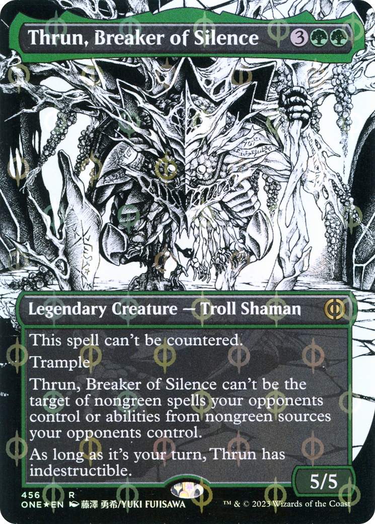 Thrun, Breaker of Silence (Borderless) (Step-and-Compleat Foil) (456) [Phyrexia: All Will Be One] foil - Deck Out Gaming