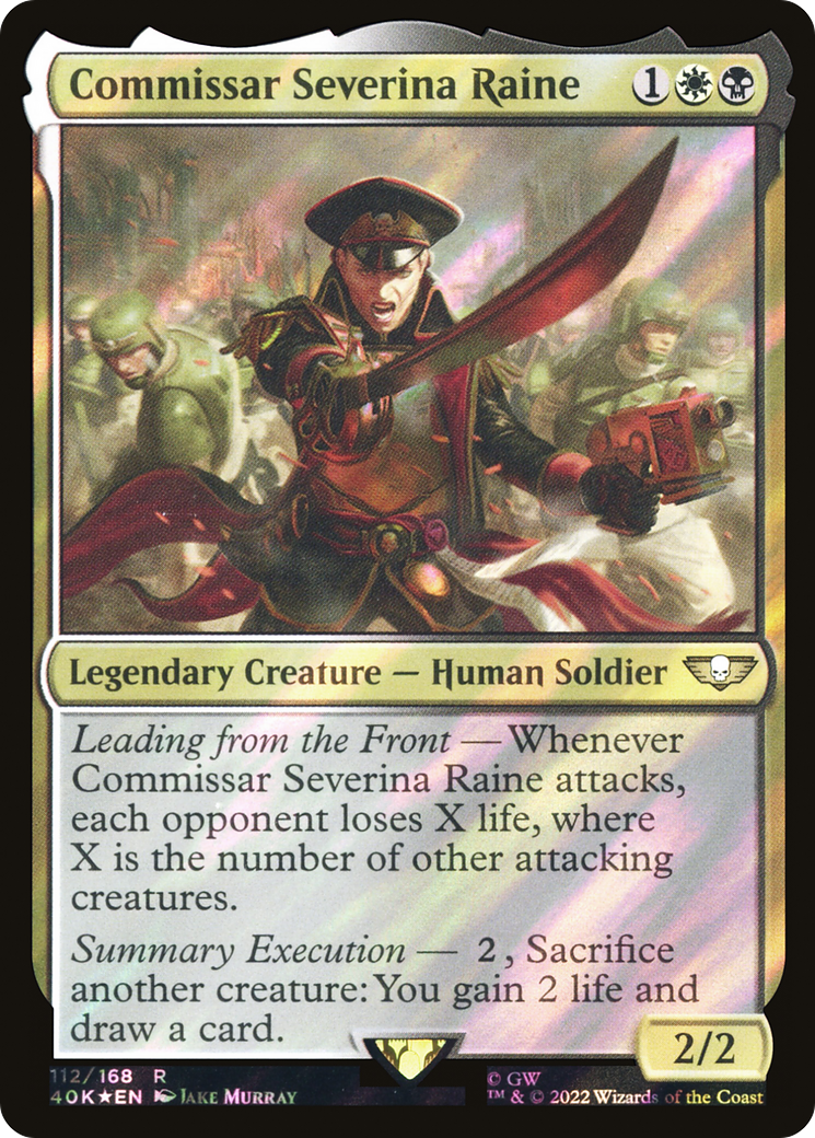 Commissar Severina Raine (Surge Foil) (112) [Warhammer 40,000 Commander] foil - Deck Out Gaming