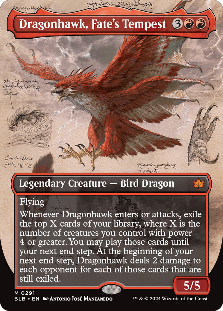 Dragonhawk, Fate's Tempest (Borderless) (291) [Bloomburrow] foil - Deck Out Gaming