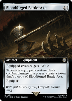 Bloodforged Battle-Axe (Extended Art) (Surge Foil) (1009) [Fallout] foil - Deck Out Gaming