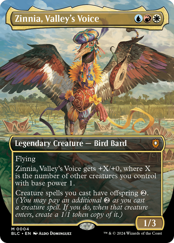 Zinnia, Valley's Voice (Borderless) (4) [Bloomburrow Commander] foil - Deck Out Gaming