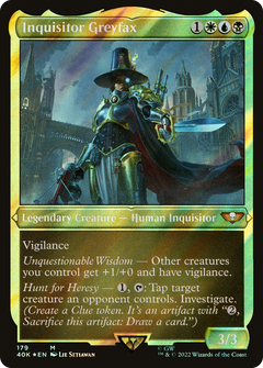 Inquisitor Greyfax (Display Commander) (Surge Foil) - Thick Stock (179) [Warhammer 40,000 Commander] foil - Deck Out Gaming