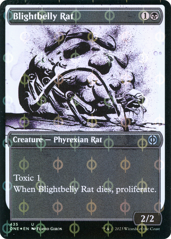 Blightbelly Rat (Showcase) (Step-and-Compleat Foil) (435) [Phyrexia: All Will Be One] foil - Deck Out Gaming