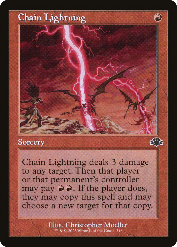 Chain Lightning (Retro Frame) (316) [Dominaria Remastered] foil - Deck Out Gaming