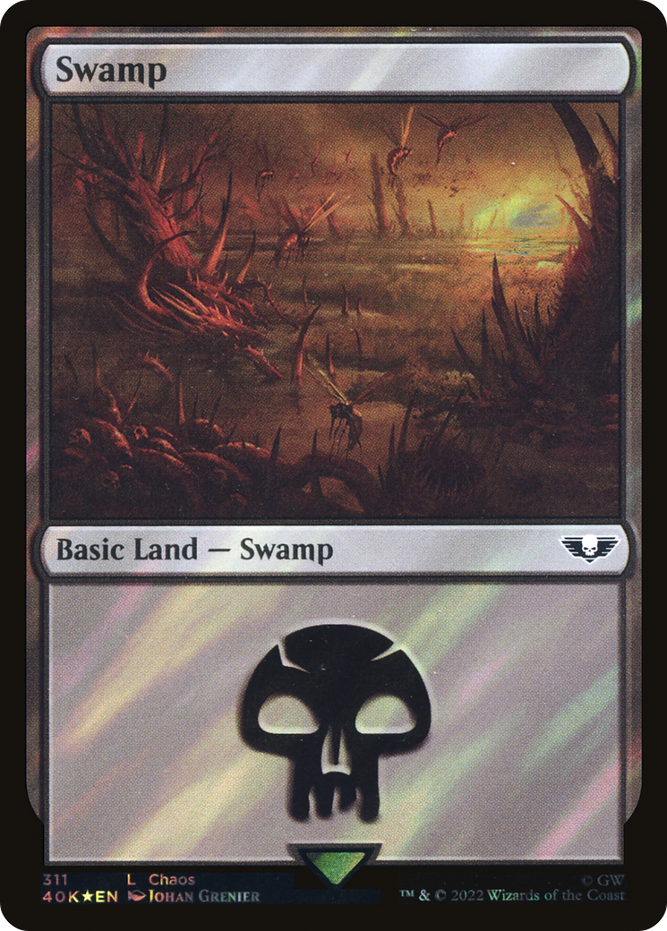 Swamp (311) (Surge Foil) (311) [Warhammer 40,000 Commander] foil - Deck Out Gaming