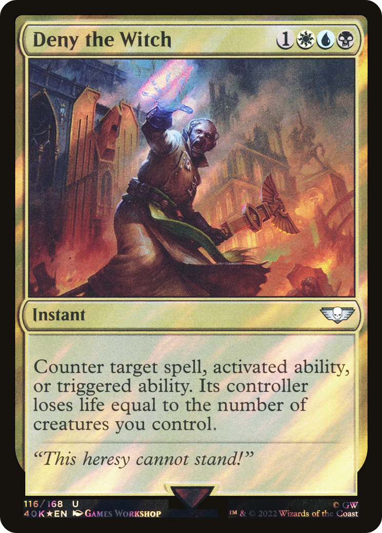 Deny the Witch (Surge Foil) (116) [Warhammer 40,000 Commander] foil - Deck Out Gaming