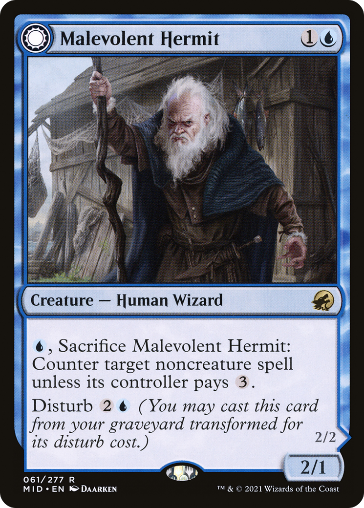 Malevolent Hermit (61) [Innistrad: Midnight Hunt] foil - Deck Out Gaming