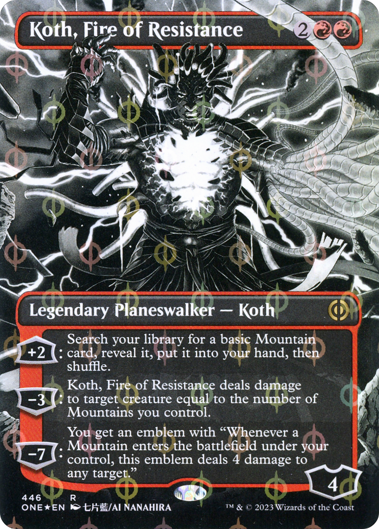 Koth, Fire of Resistance (Borderless) (Step-and-Compleat Foil) (446) [Phyrexia: All Will Be One] foil - Deck Out Gaming