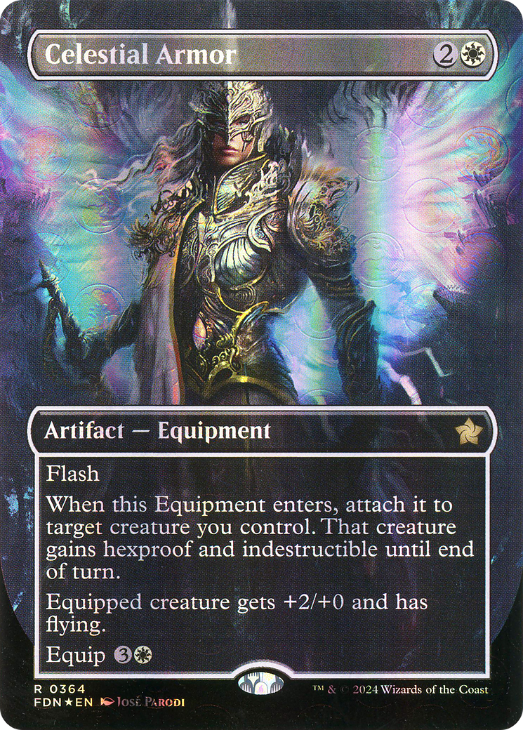 Celestial Armor (Borderless) (Mana Foil) (364) [Foundations] foil - Deck Out Gaming