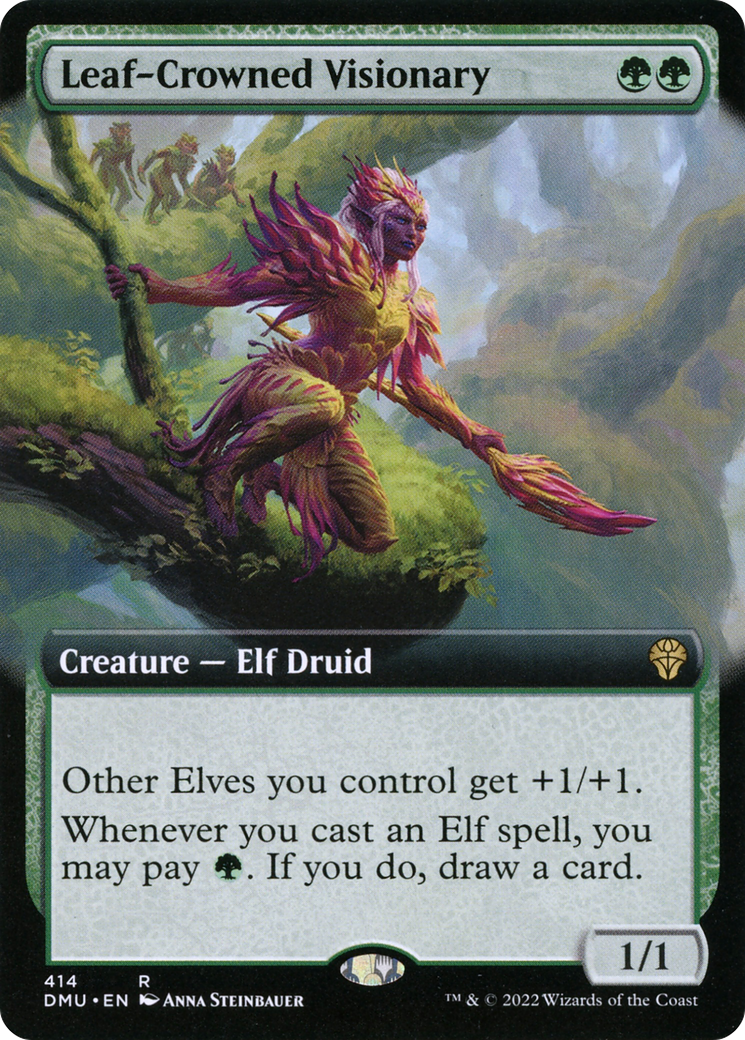 Leaf-Crowned Visionary (Extended Art) (414) [Dominaria United] foil - Deck Out Gaming