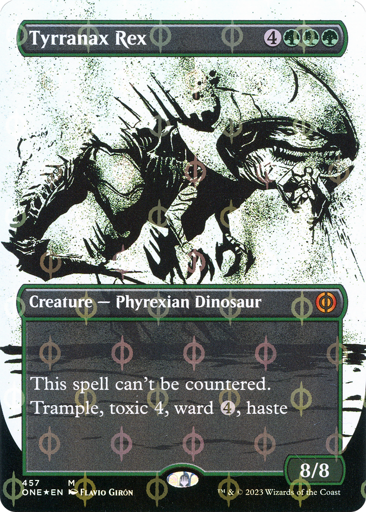 Tyrranax Rex (Showcase) (Step-and-Compleat Foil) (457) [Phyrexia: All Will Be One] foil - Deck Out Gaming