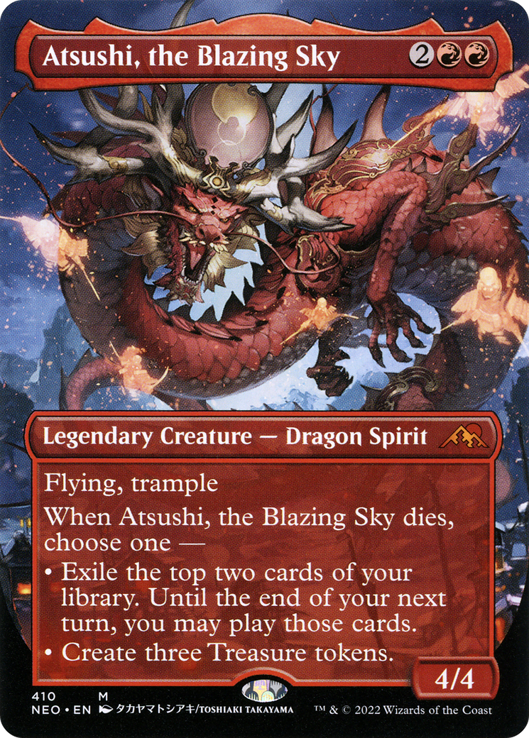 Atsushi, the Blazing Sky (Borderless) (410) [Kamigawa: Neon Dynasty] foil - Deck Out Gaming