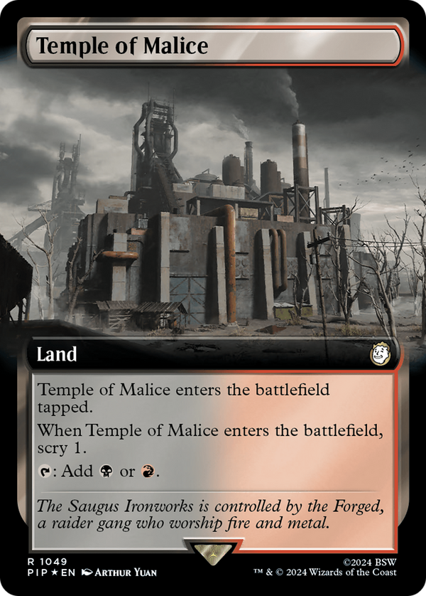 Temple of Malice (Extended Art) (Surge Foil) (1049) [Fallout] foil - Deck Out Gaming