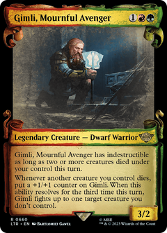 Gimli, Mournful Avenger (Showcase Scrolls) (660) [The Lord of the Rings: Tales of Middle-earth] foil - Deck Out Gaming