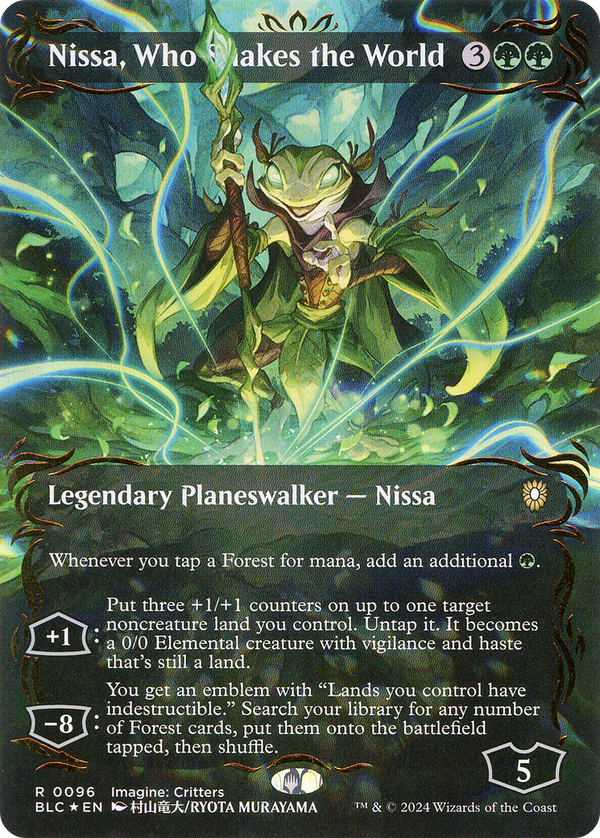 Nissa, Who Shakes the World (Borderless) (Raised Foil) (96) [Bloomburrow Commander] foil - Deck Out Gaming