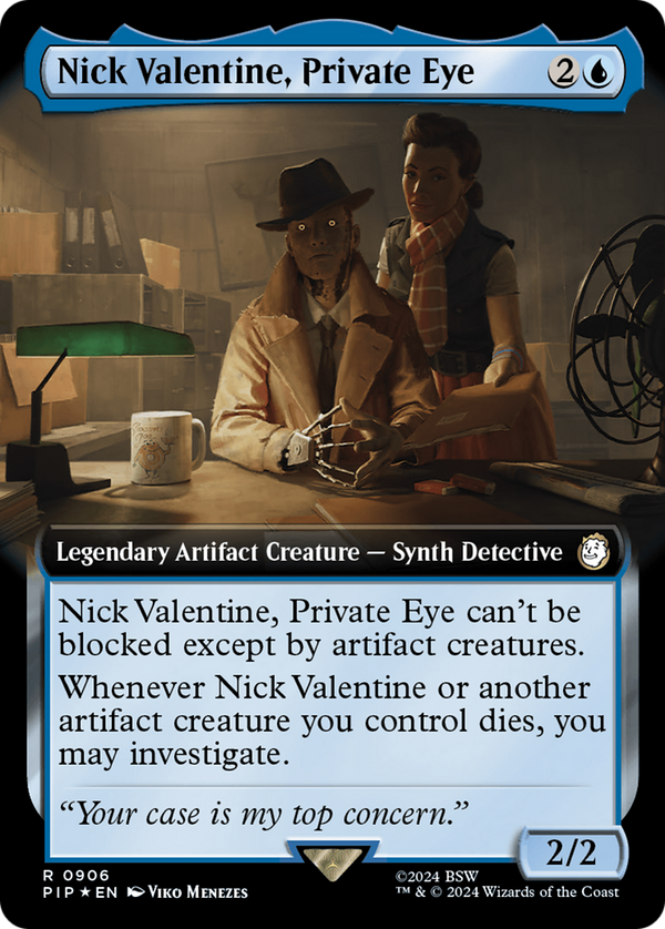 Nick Valentine, Private Eye (Extended Art) (Surge Foil) (906) [Fallout] foil - Deck Out Gaming