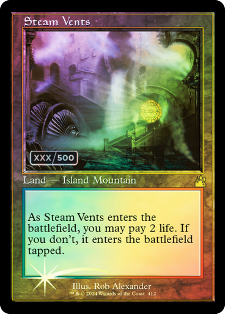 Steam Vents (Retro Frame) (Serial Numbered) (412) [Ravnica Remastered] foil - Deck Out Gaming