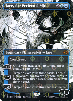 Jace, the Perfected Mind (Borderless) (Step-and-Compleat Foil) (428) [Phyrexia: All Will Be One] foil - Deck Out Gaming