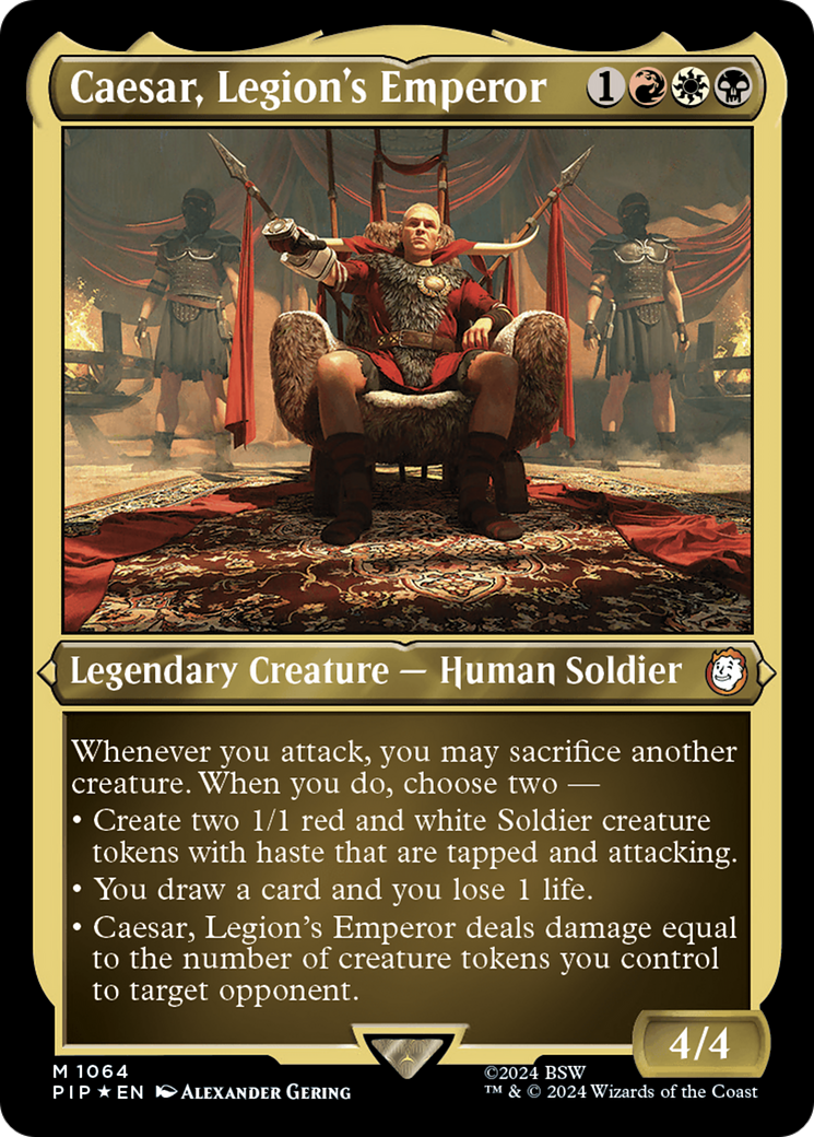 Caesar, Legion's Emperor (Display Commander) - Thick Stock (1064) [Fallout] foil - Deck Out Gaming