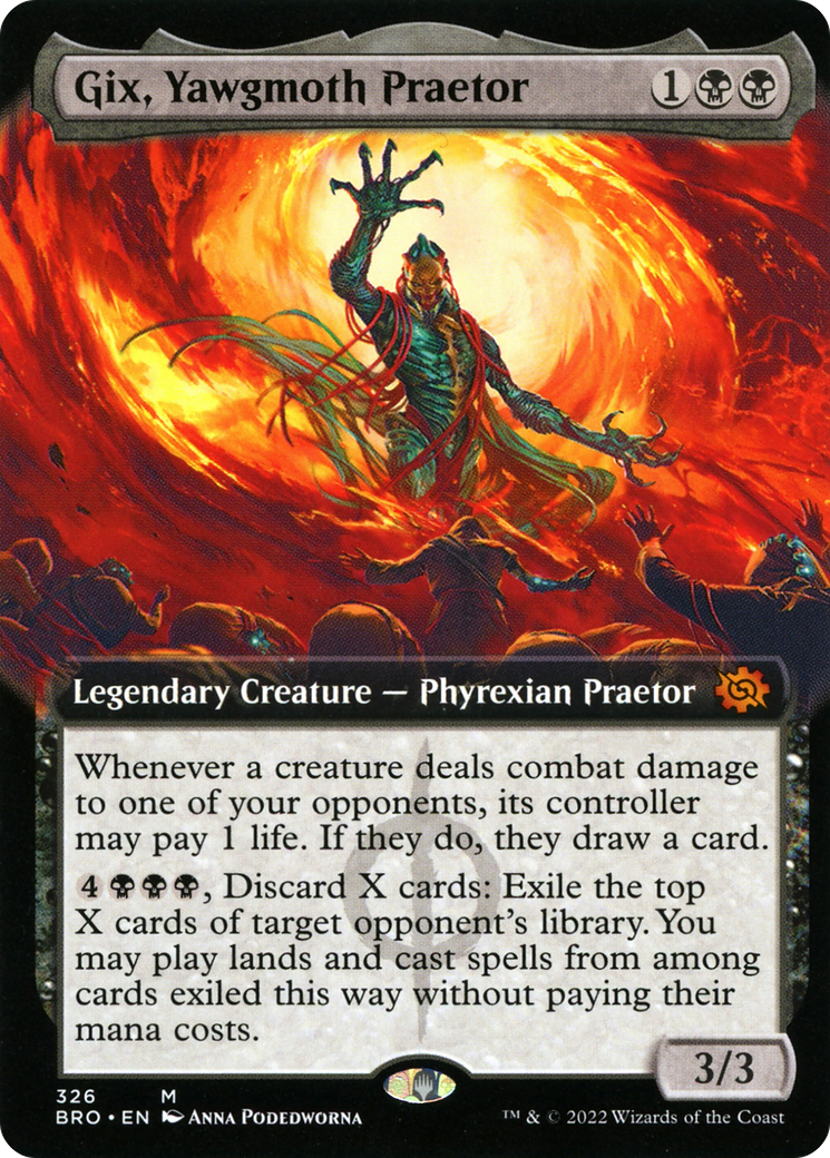 Gix, Yawgmoth Praetor (Extended Art) (326) [The Brothers' War] foil - Deck Out Gaming