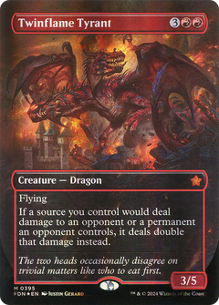 Twinflame Tyrant (Borderless) (Mana Foil) (395) [Foundations] foil - Deck Out Gaming