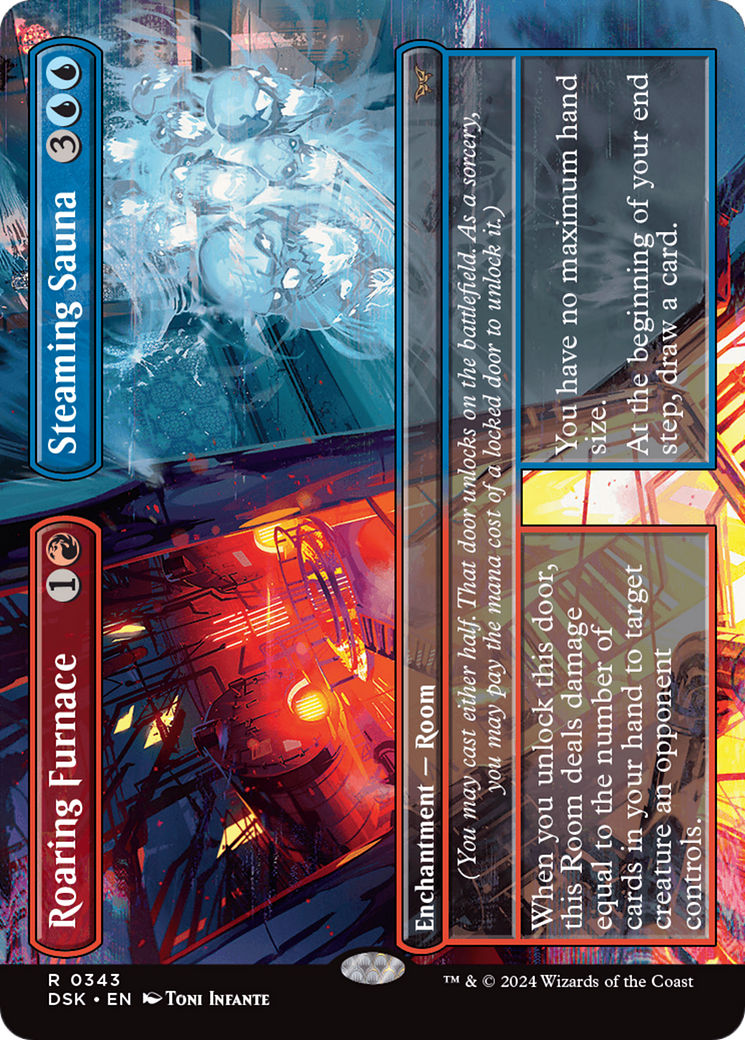 Roaring Furnace // Steaming Sauna (Borderless) (343) [Duskmourn: House of Horror] foil - Deck Out Gaming