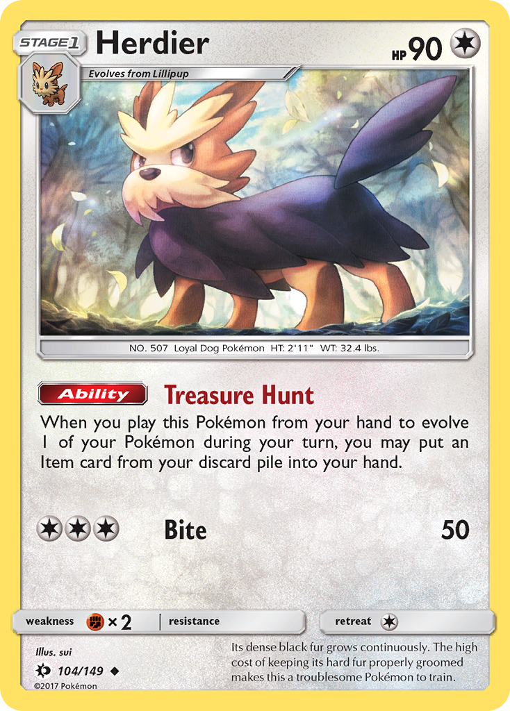 Herdier (104) [SM Base Set] Reverse Holofoil - Deck Out Gaming