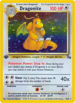 Dragonite (4) [Fossil] 1st Edition Holofoil