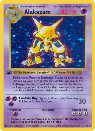 Alakazam (1) [Base Set (Shadowless)] Unlimited Holofoil - Deck Out Gaming