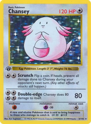 Chansey (3) [Base Set (Shadowless)] 1st Edition Holofoil - Deck Out Gaming