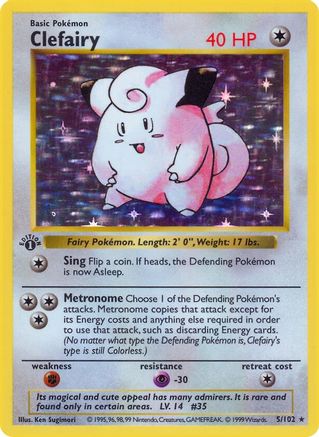 Clefairy (5) [Base Set (Shadowless)] 1st Edition Holofoil - Deck Out Gaming