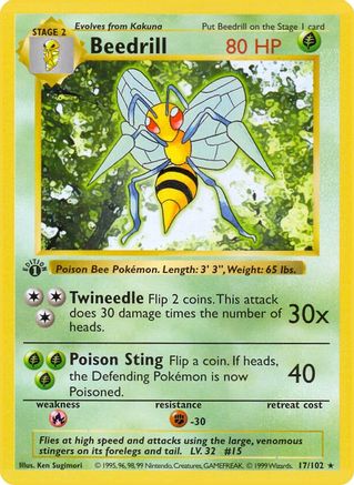 Beedrill (17) [Base Set (Shadowless)] Unlimited - Deck Out Gaming