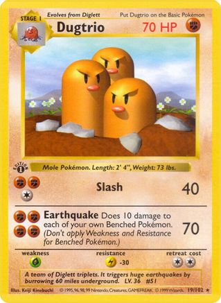 Dugtrio (19) [Base Set (Shadowless)] Unlimited
