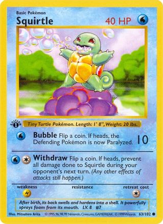 Squirtle (63) [Base Set (Shadowless)] Unlimited - Deck Out Gaming