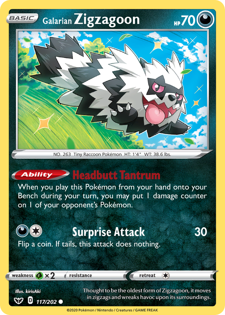 Galarian Zigzagoon (117/202) [SWSH01: Sword & Shield Base Set] - Deck Out Gaming